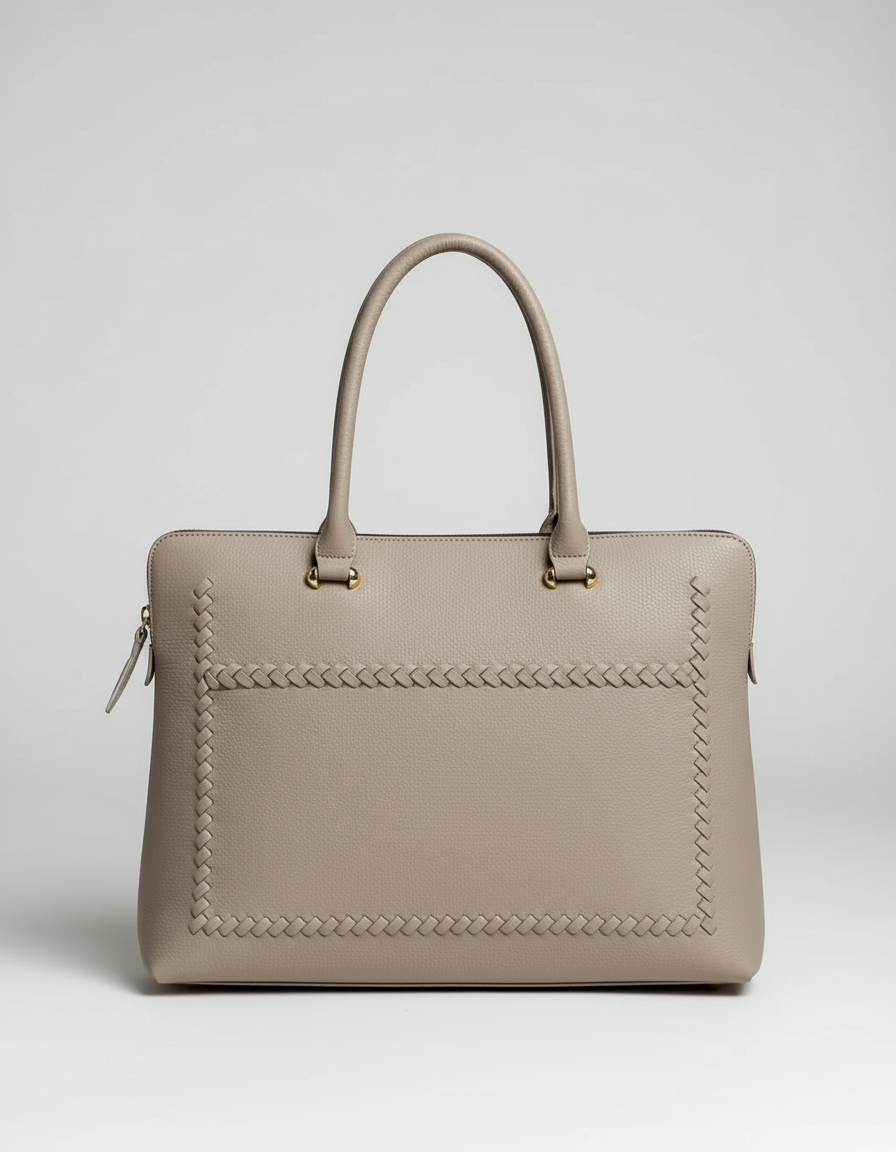 Back view of leather tote bag