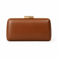 Shepherd Evening Clutch in cognac brown leather with gold push-lock clasp