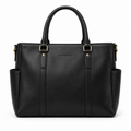 Shepherd Office Tote Bag in black leather with gold hardware and dual handles